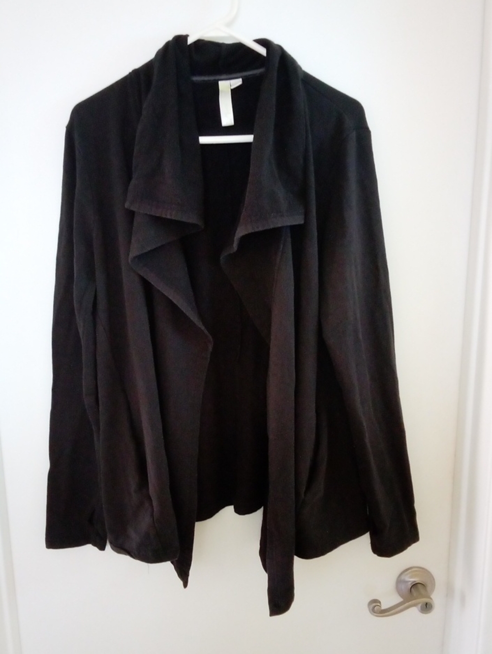 GreenTea Black Draped Open-Front Cardigan